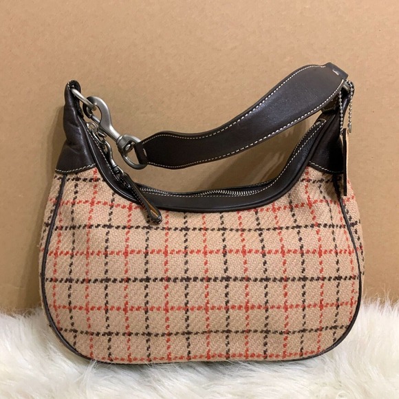 COACH MILLBROOK Vintage Tattersall Plaid Tweed & Leather Shoulder Bag #9613 - Picture 16 of 16